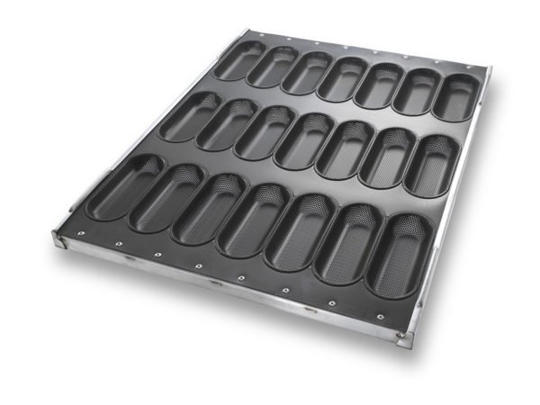 Sandwich Bun Pan with Perforated Moulds in Stackable Frame – DuraShield® Coating