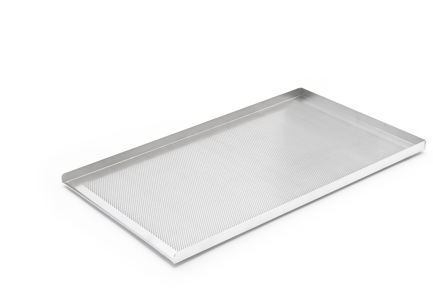 Baker's Mark Heavy-Duty Half Size 16 Gauge 13 x 18 Wire in Rim Aluminum  Perforated Bun / Sheet Pan