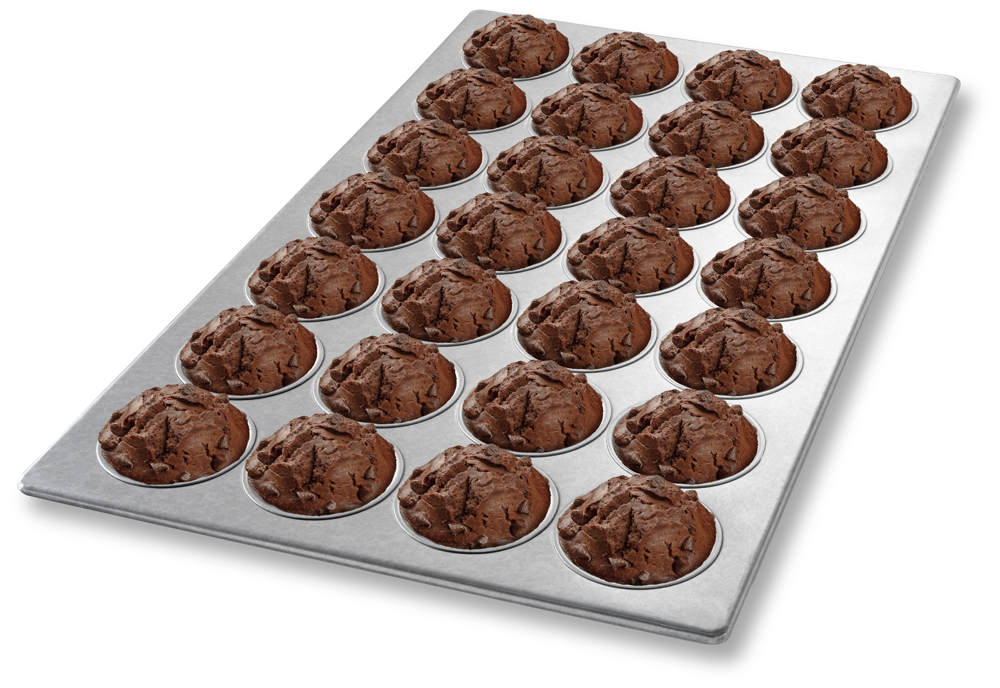 chocolate chip muffins in an american pan custom baking pan